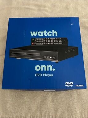 Onn. Running Black DVD Player with Remote Everything In Plastic, Box Is Opened